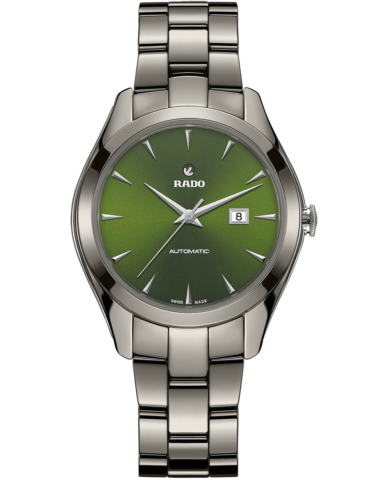 Rado Rado Hyperchrome Automatic R32041312 Automatic R32041312 механические женские часы зеленый циферблат, браслет высокотехнологичная плазменная керамика — вид спереди